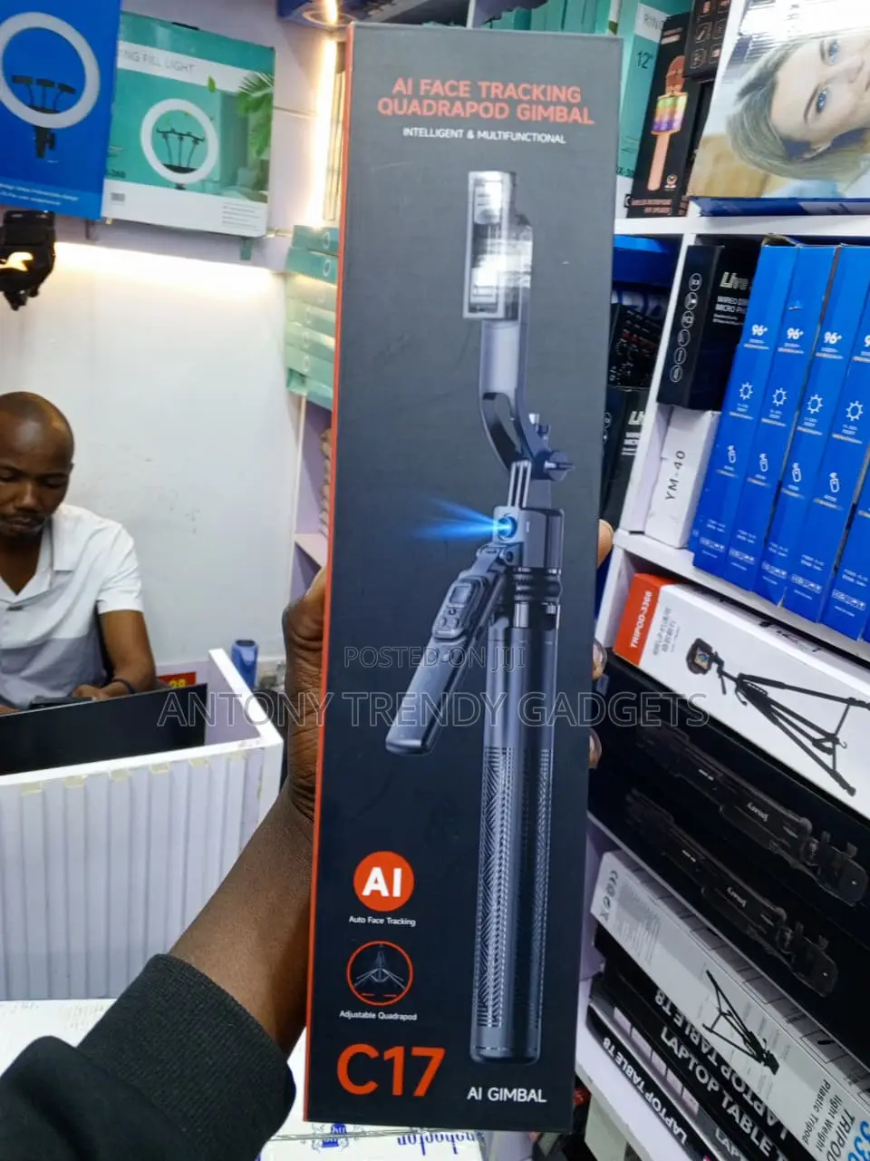 C17 360° AI Phone Holder Tripod Selfie Stick Gimbal