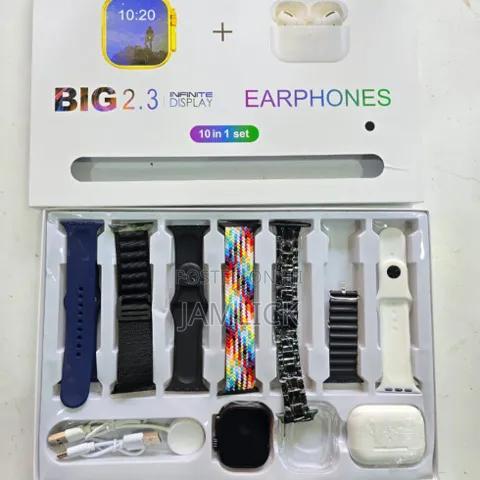 I20 Smart Watch Set With 7 Straps, Wireless Charger Earbuds – EG