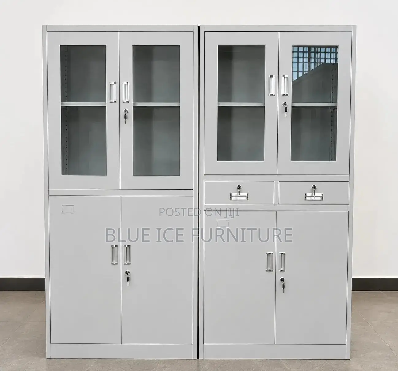 Executive Steel Filing Cabinet With Glass Door-Lockable Storage