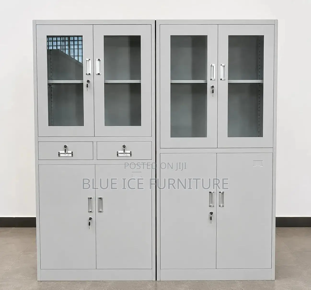 Executive Steel Filing Cabinet With Glass Door-Lockable Storage
