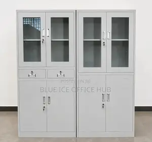 Executive Steel Filing Cabinet With Glass Door-Lockable Storage