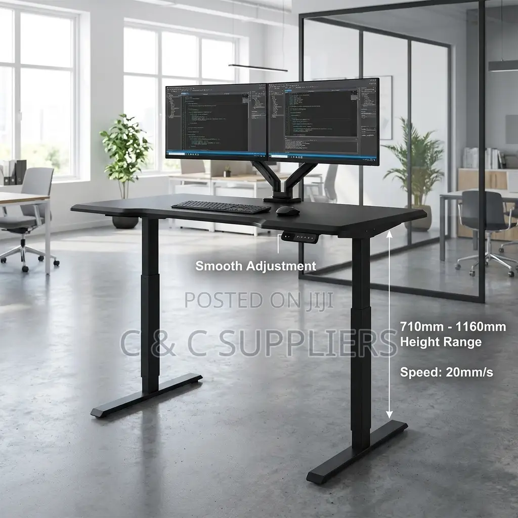 Black Electric LIftable Office Desk-1200mm