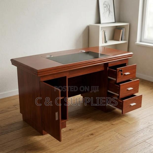 Mahogany Home Office Task Desk-140cm - thumbnail 2