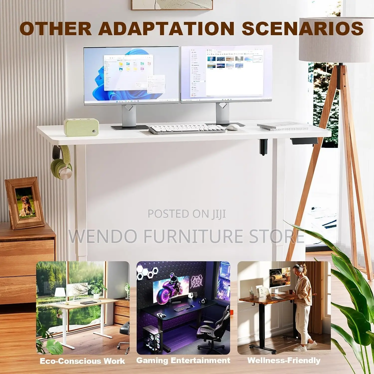 Office Desk; 1.2 Meter White High Standing Adjustable Desk