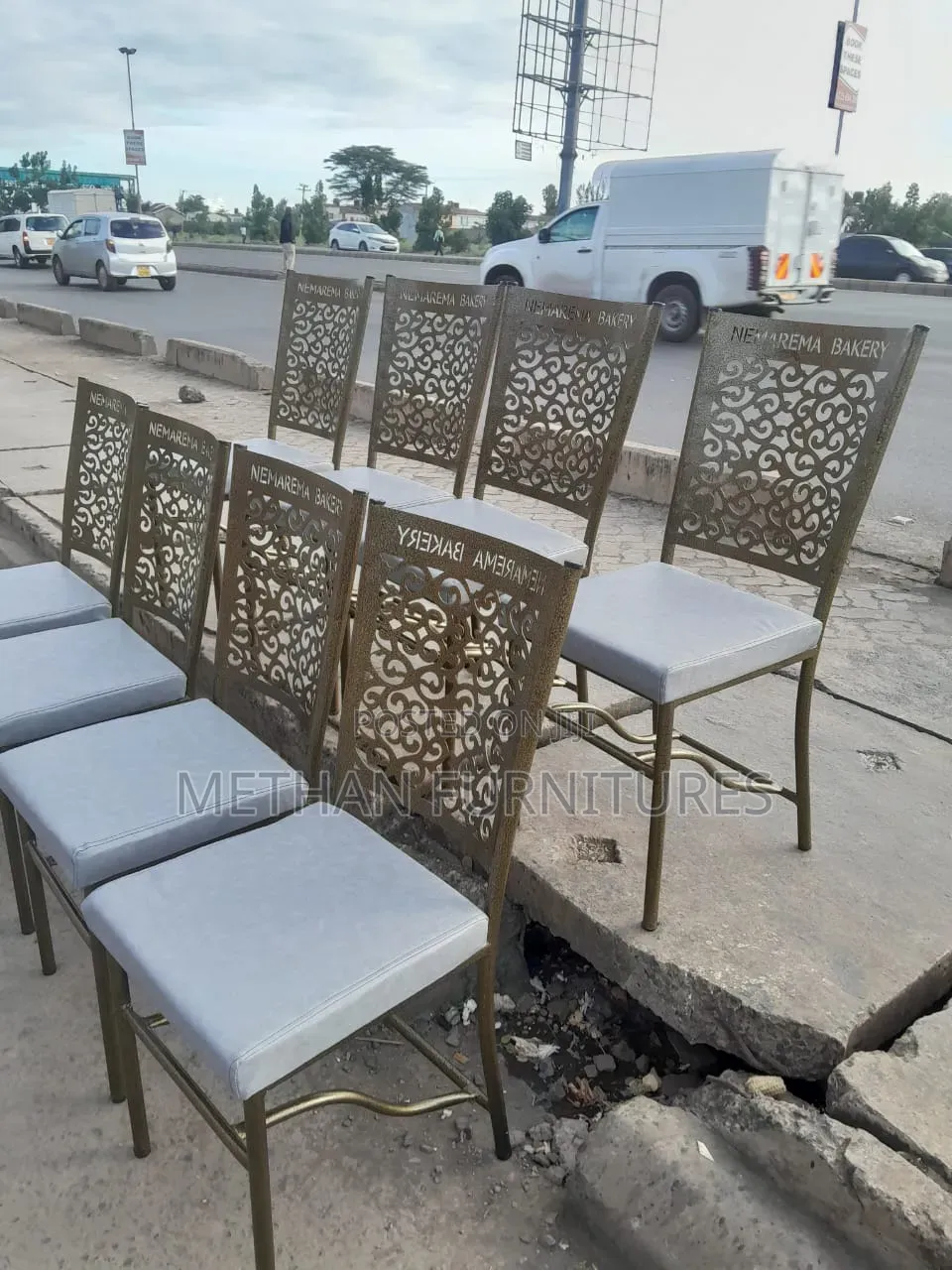 High Metallic Chairs