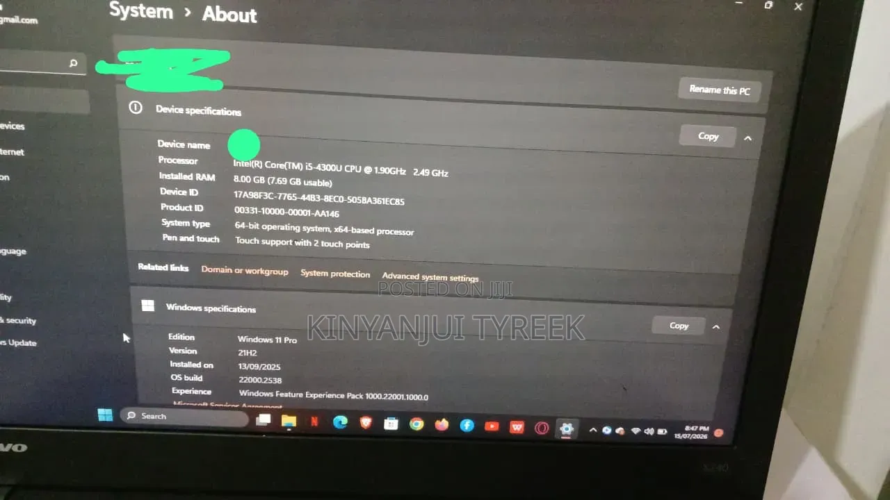 Laptop Lenovo ThinkPad X240 8GB Intel Core i5 SSD 256GB