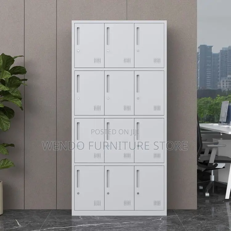 Office Cabinet; Institutional 12 Door Metallic Storage Cabinet