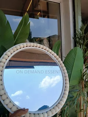 Boho Beaded Round Mirror Wall Decor and Tray 36cm