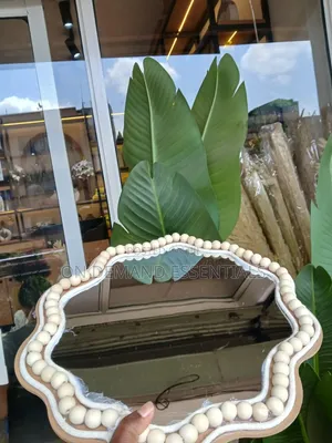 Boho Beaded Irregular Mirror Wall Decor and Tray 38cm