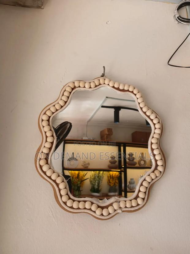 Boho Beaded Irregular Mirror Wall Decor and Tray 38cm - thumbnail 4