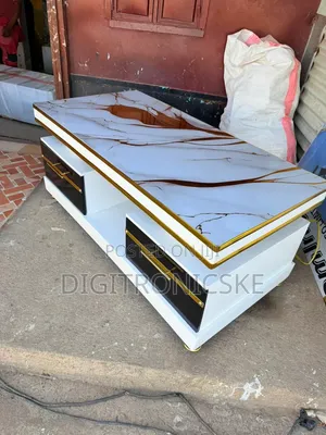 Executive White Coffee Table With Marble