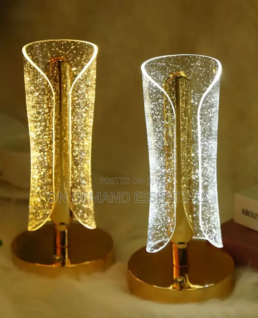 LED Table Lamp Featuring a Gold Base