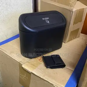 1 PC Push-Top Mini Car Trash Can With Lid, Waterproof Storage Bin