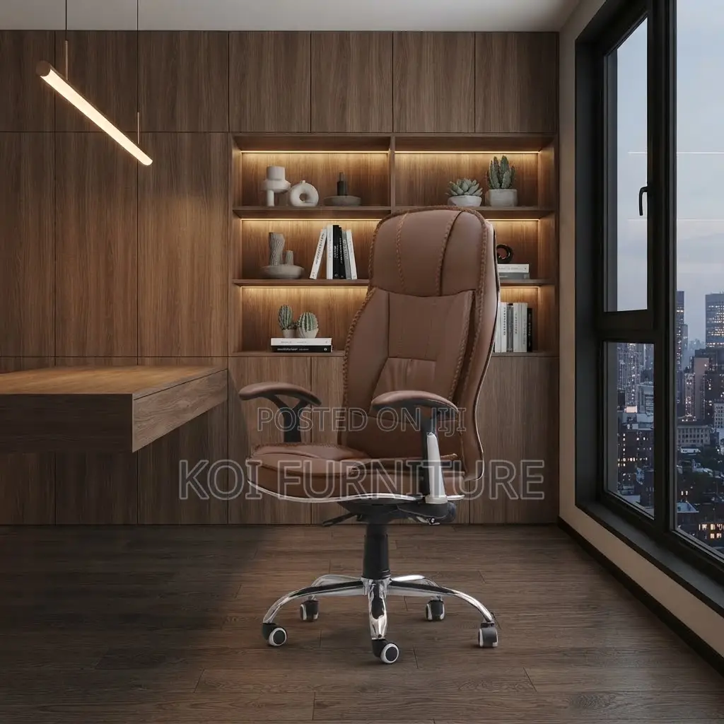 Office Chairs; Executive Brown-Cushioned Home Office Chairs