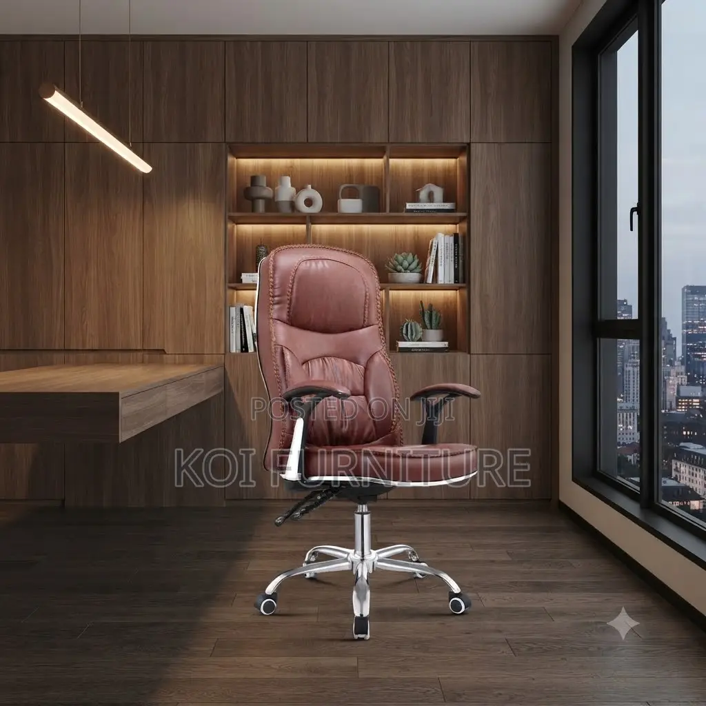 Office Chairs; Executive Brown-Cushioned Home Office Chairs