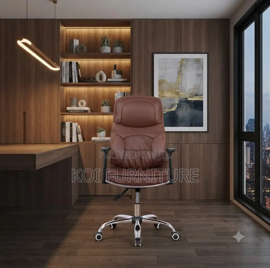 Office Chairs; Executive Brown-Cushioned Home Office Chairs