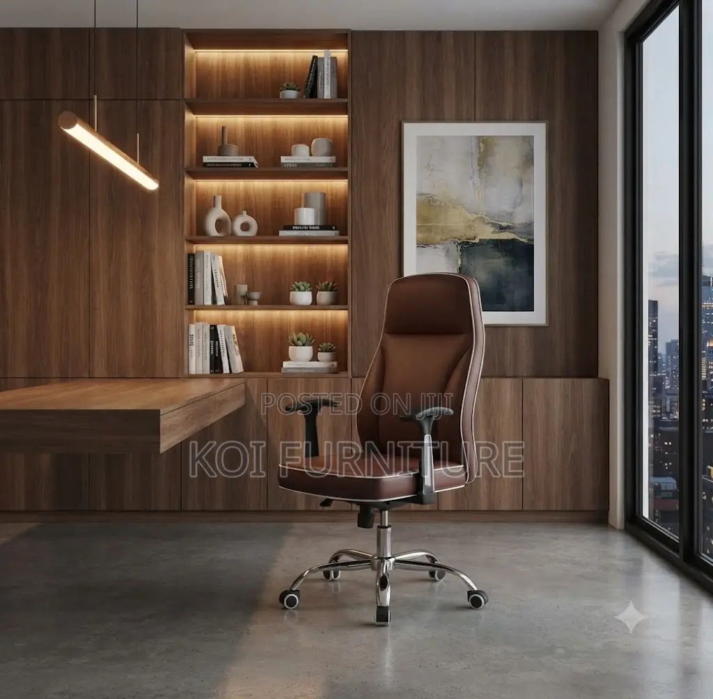 Office Chairs; Executive Brown-Cushioned Home Office Chairs