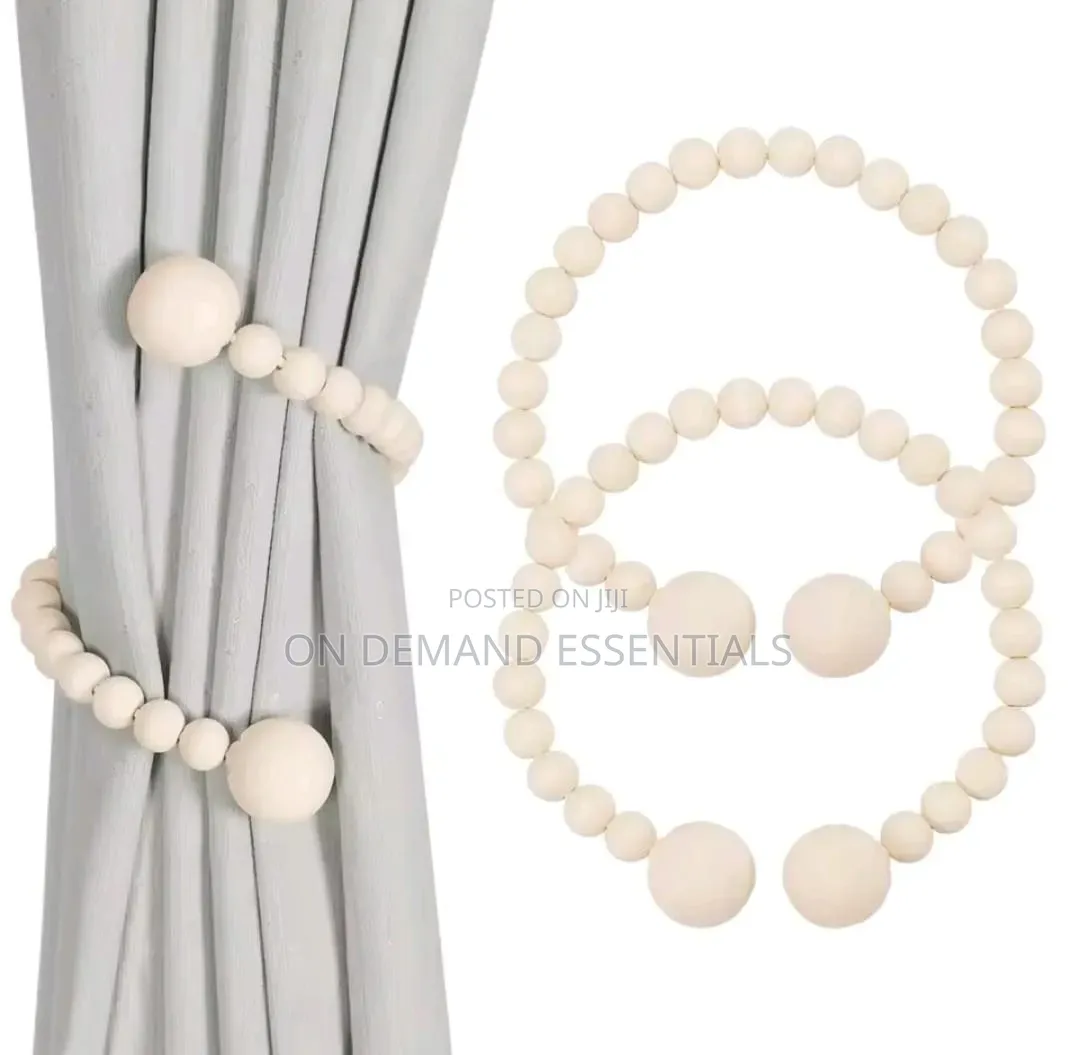 2pcs Magnetic Wooden Beads Curtain Tiebacks Boho Decor Accessories