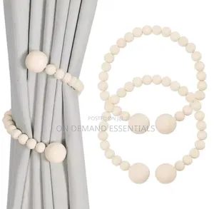 2pcs Magnetic Wooden Beads Curtain Tiebacks Boho Decor Accessories