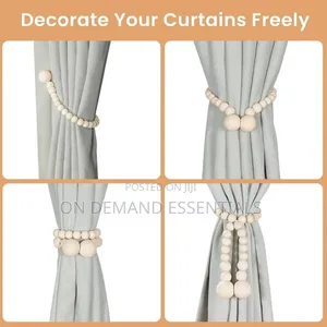 2pcs Magnetic Wooden Beads Curtain Tiebacks Boho Decor Accessories