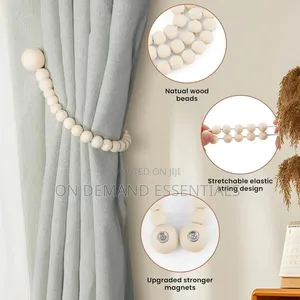 2pcs Magnetic Wooden Beads Curtain Tiebacks Boho Decor Accessories