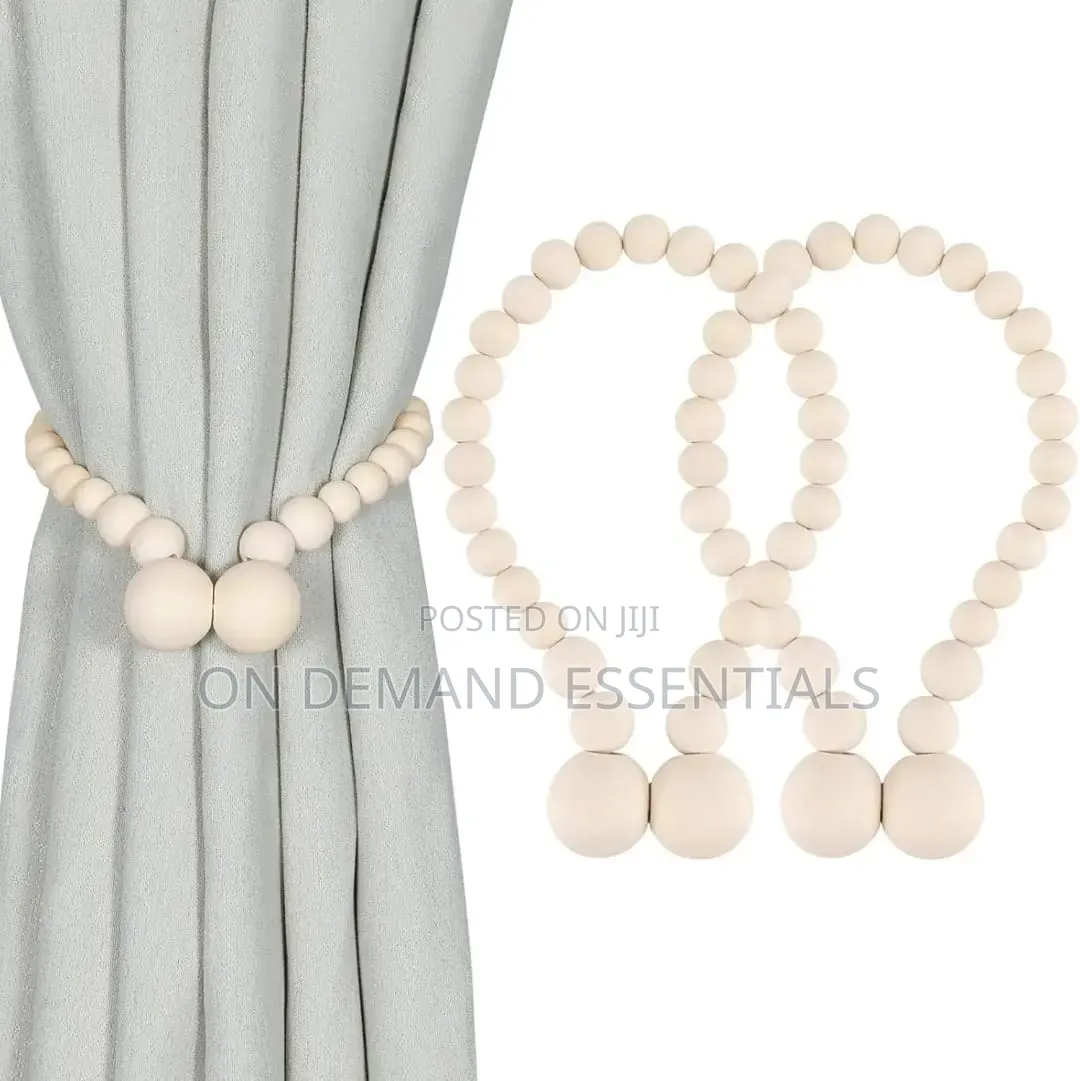 2pcs Magnetic Wooden Beads Curtain Tiebacks Boho Decor Accessories