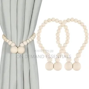 2pcs Magnetic Wooden Beads Curtain Tiebacks Boho Decor Accessories