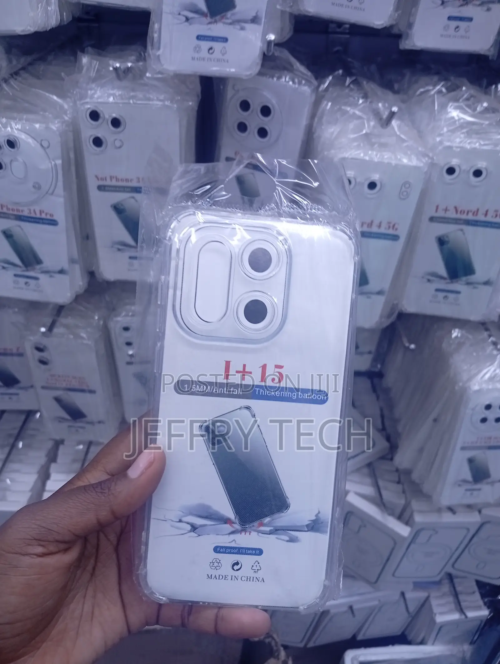 A Clear Shockproof Smartphone Case Branded as "I+15".