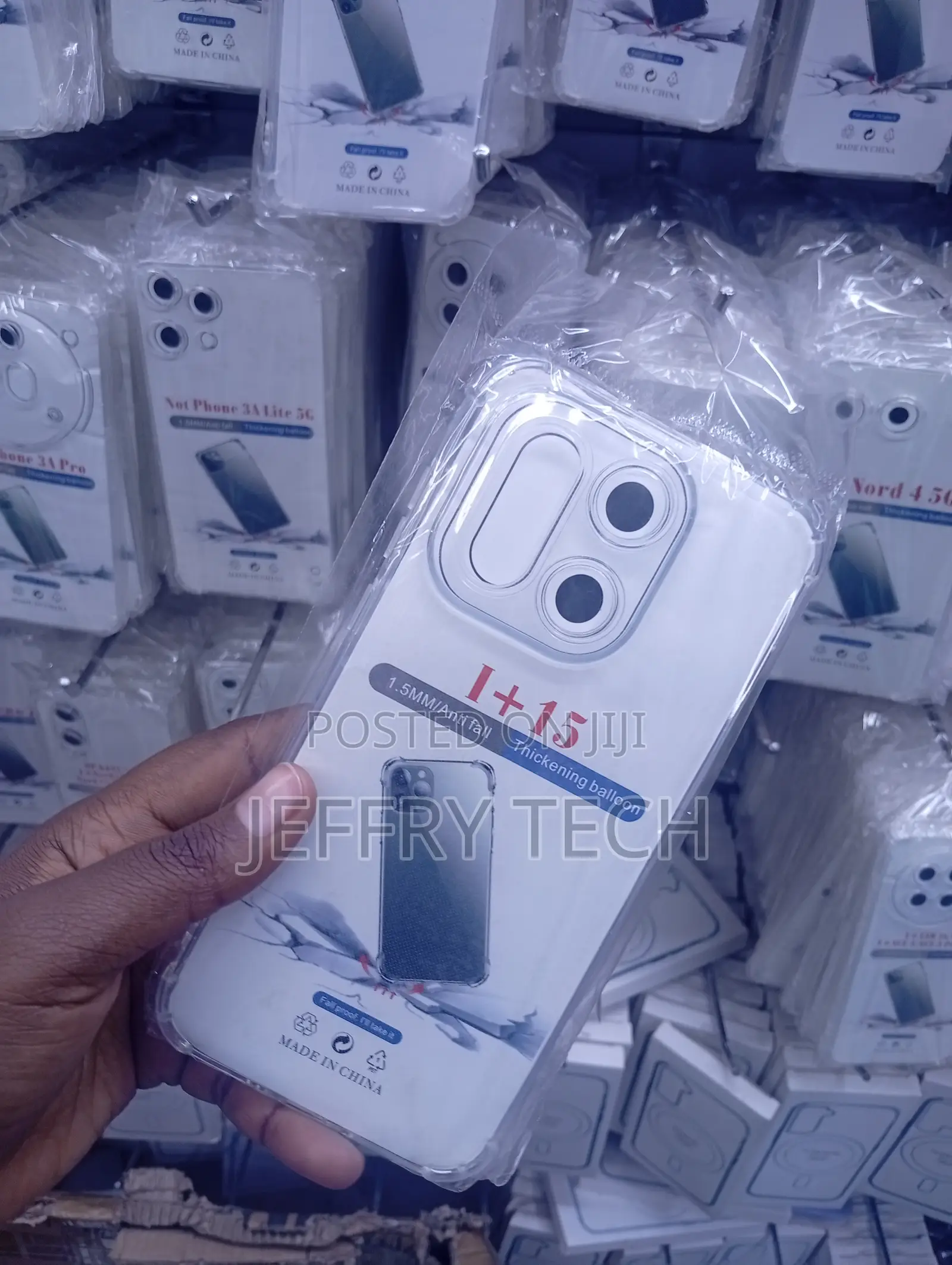 A Clear Shockproof Smartphone Case Branded as "I+15".