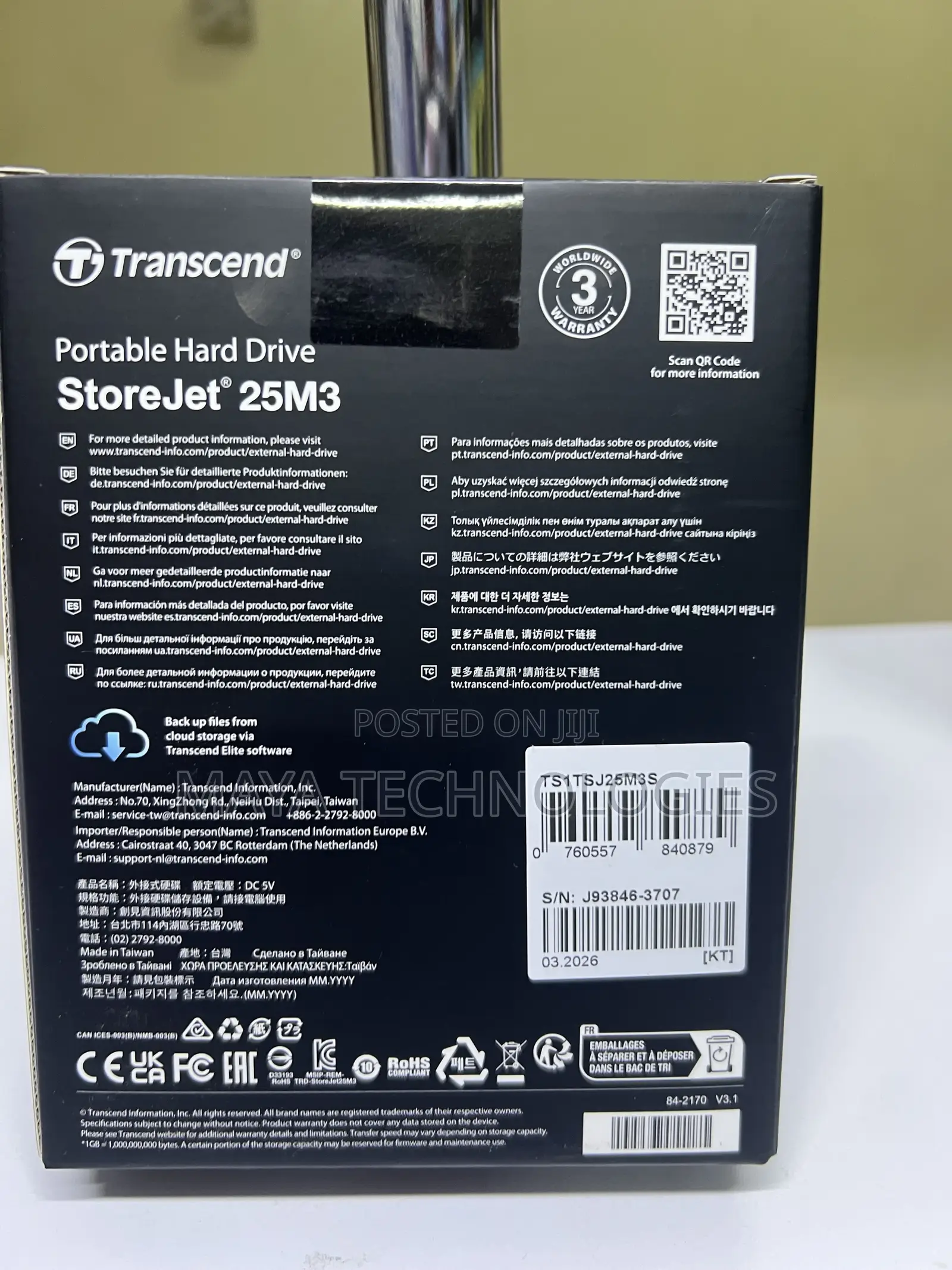 Transcend StoreJet 25M3 1TB USB 3.1 Gen 1 Portable Hard Drive