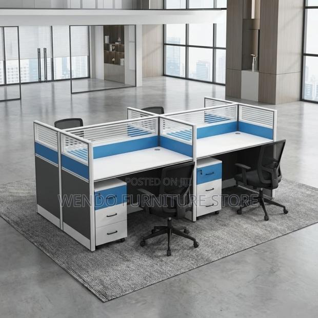 Office Workstation : Modern 4-Way Office Workstation, - thumbnail 6