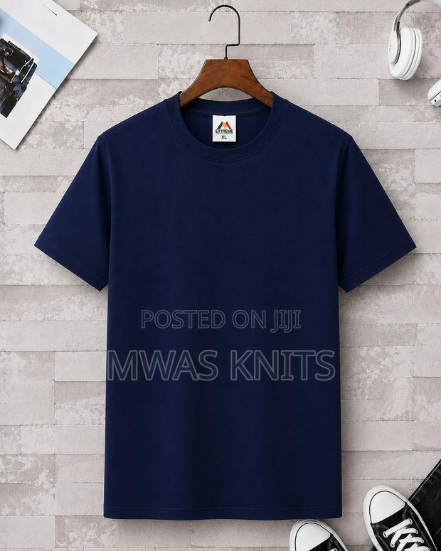 Navy Blue Round Neck T Shirt Cotton