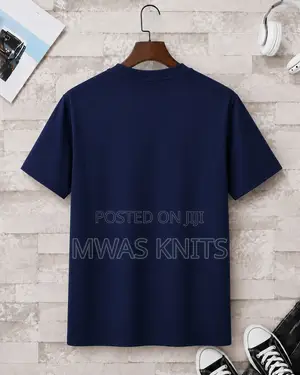 Navy Blue Round Neck T Shirt Cotton