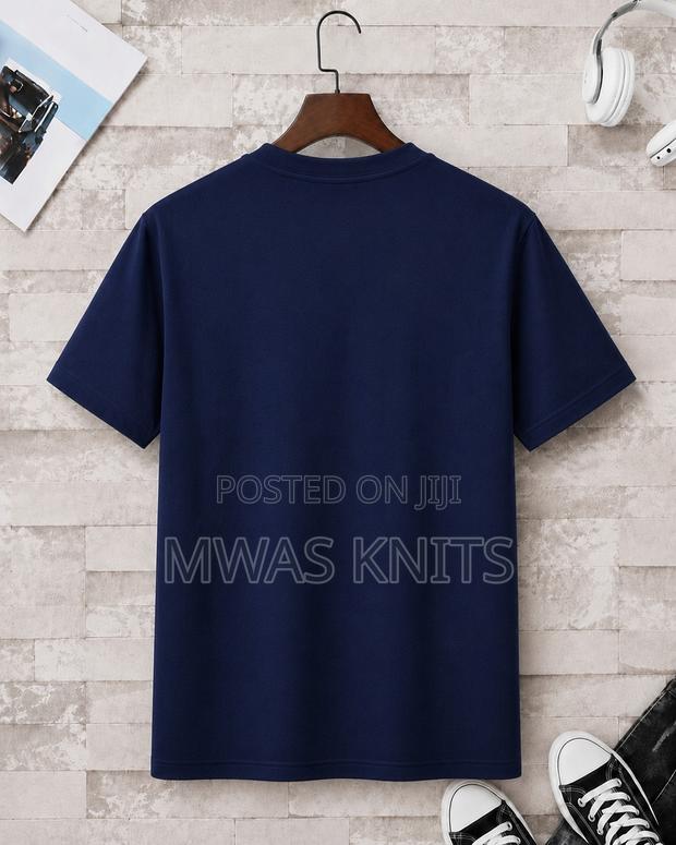 Navy Blue Round Neck T Shirt Cotton - thumbnail 2