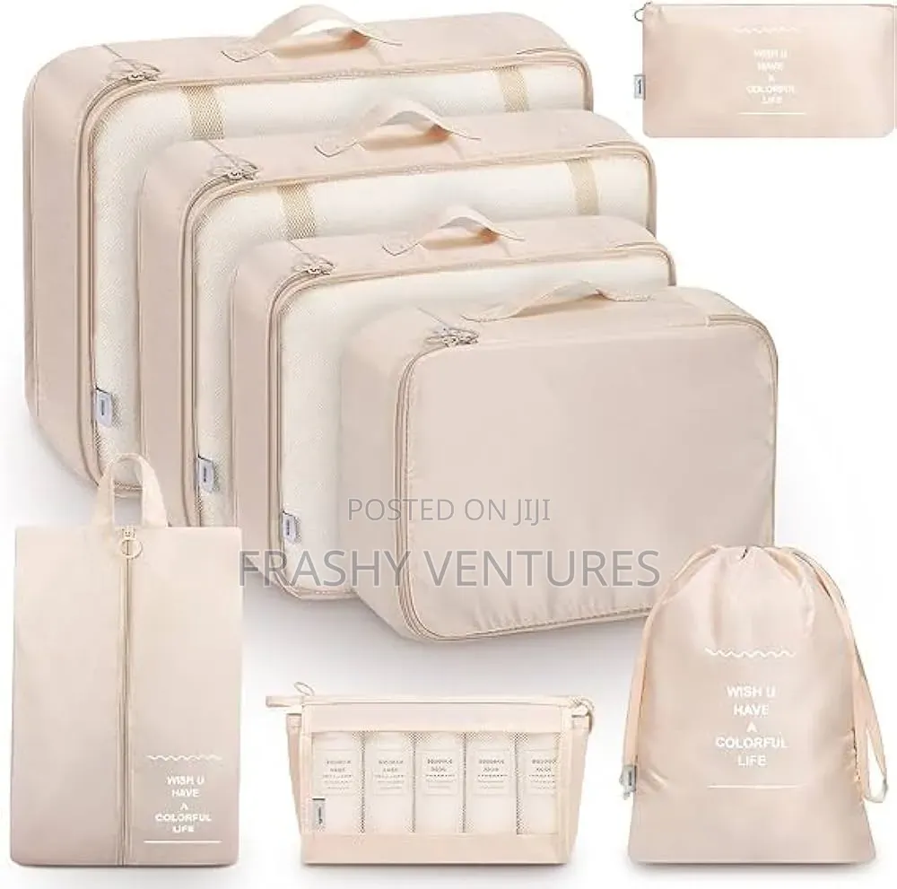 Travel Organizer Bag Set 8pcs Beige