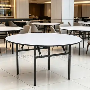 Office/Outdoor Table : White Round Folding Table.
