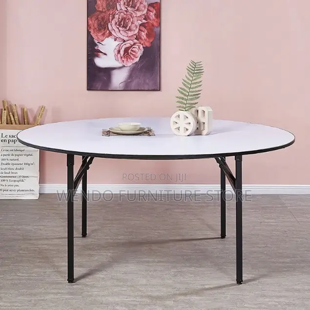 Office/Outdoor Table : White Round Folding Table.