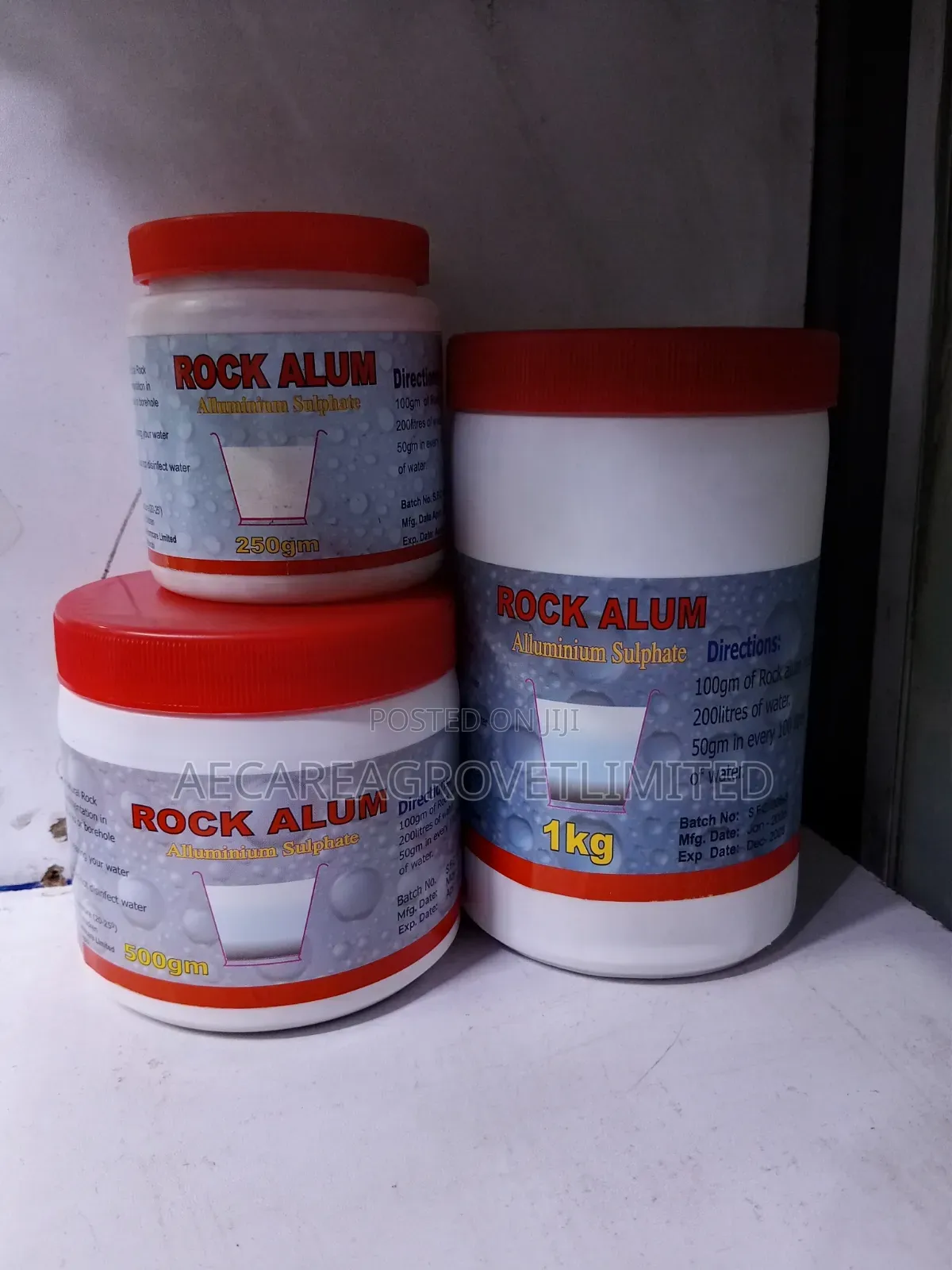 Rock Alum Aluminium Sulphate 250g, 500g, 1kg