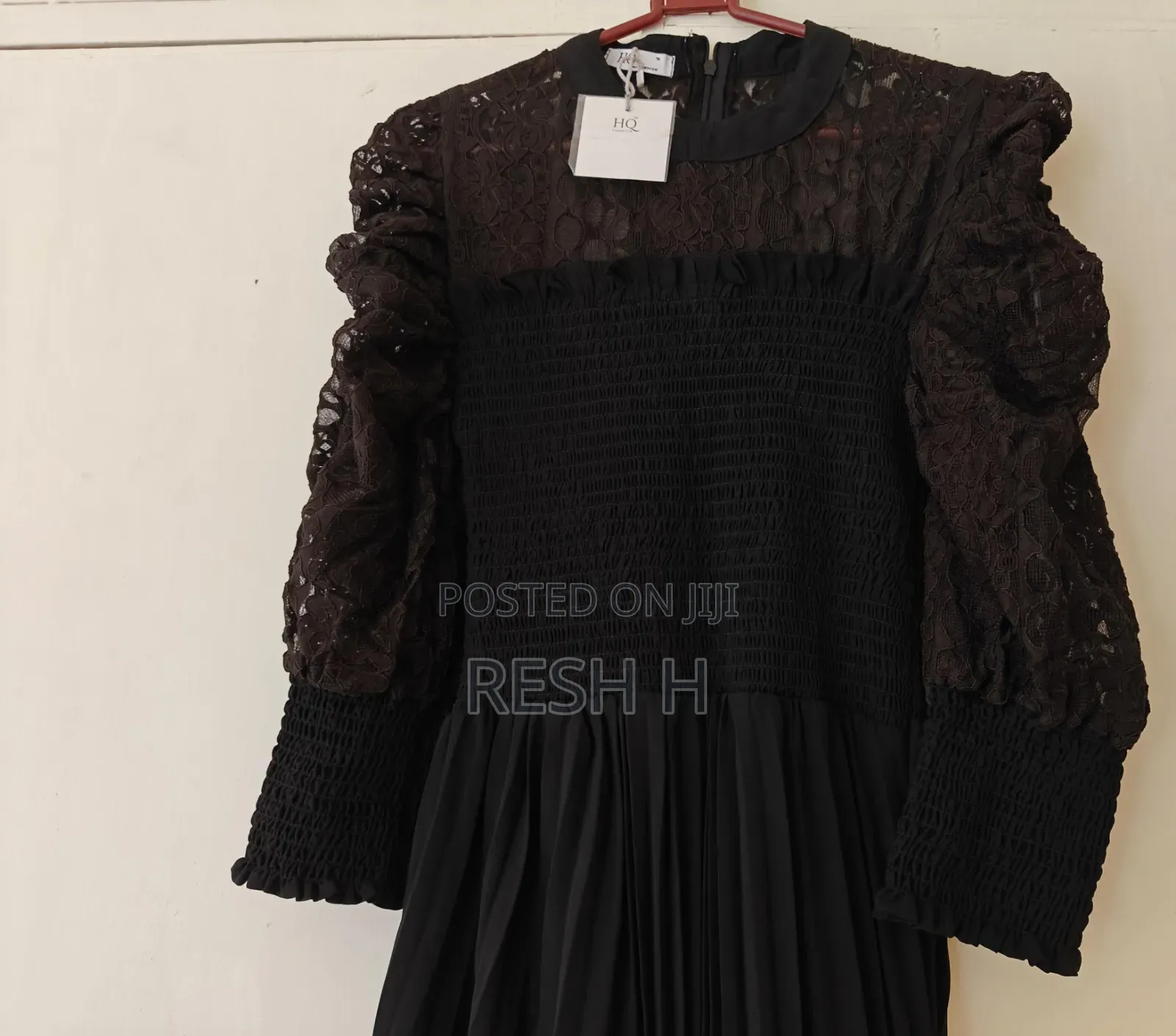Black Elegant Gown, Long Dress With Lace Design