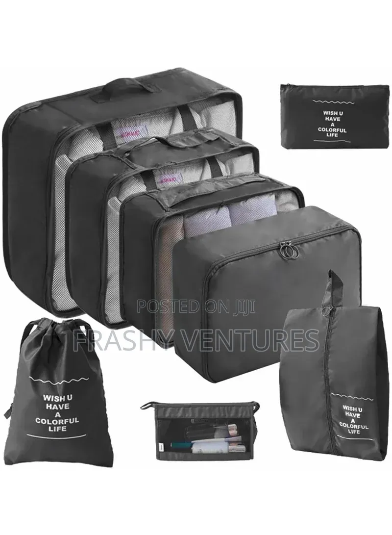 8pcs Black Luggage Storage Organizer