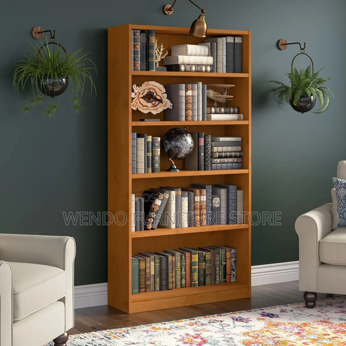 Office Bookshelf : Pemberly Row 5-Shelf Bookcase-Brown