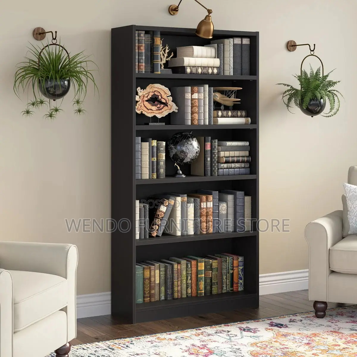 Office Bookshelf : Pemberly Row 5-Shelf Bookcase-Brown