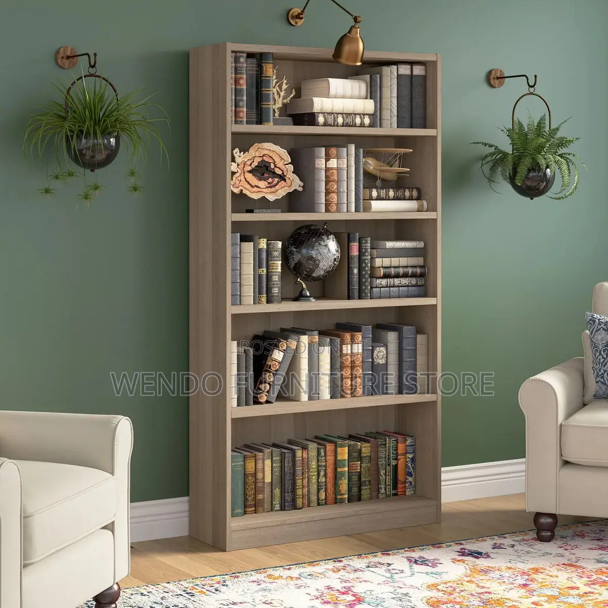 Office Bookshelf : Pemberly Row 5-Shelf Bookcase-Brown