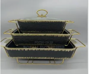 3pcs White Gold Ceramic Chaffing Dish