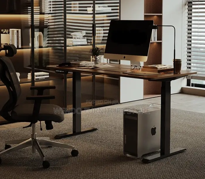 Office Desk : 1.4M Modern Black Electric Standing Desk