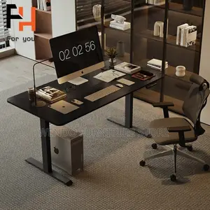 Office Desk : 1.4M Modern Black Electric Standing Desk