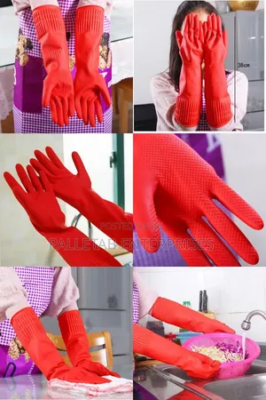 1 Pair Rubber Reusable Latex Household Hypoallergenic Cleaning Gloves