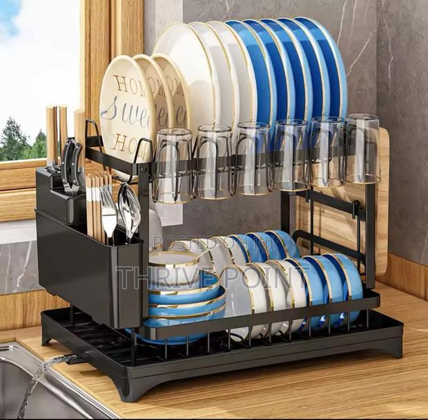 2tier Advanced Dishrack With Water Drainer and Glass Holders