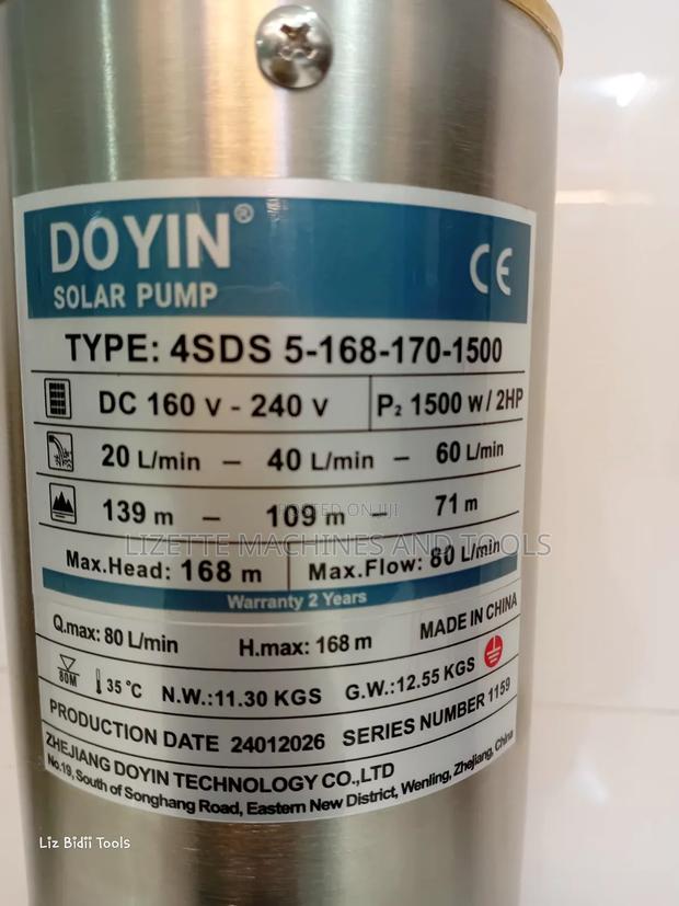 Doyin 2hp Solar Submersible Pump 168m Head - thumbnail 2