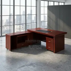 Office Desk; 1.6m L-Shaped Desk With Side Cabinet